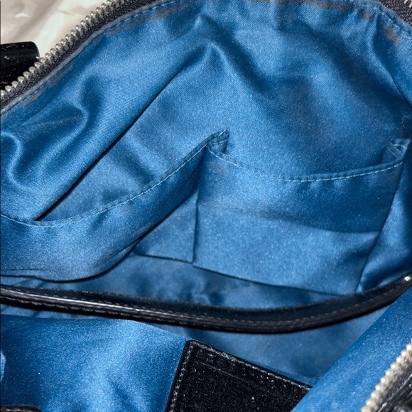 Coach Black Satchel Bag with Blue Interior